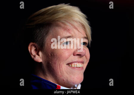 Gran Bretagna Jo Butterfield durante il British atletica Para team di lancio per il mondo Para atletica al London Stadium. Stampa foto di associazione. Picture Data: mercoledì 7 giugno 2017. Foto di credito dovrebbe leggere: John Walton/filo PA. Restrizioni:. Solo uso editoriale. Foto Stock