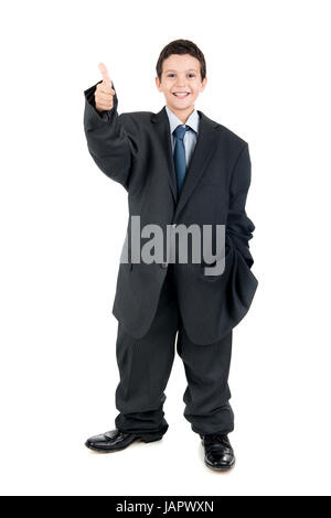 Ragazzo giovane vestito con un grande uomo la tuta Foto Stock