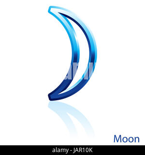 Shiny Blue Moon firmare su sfondo bianco. Foto Stock