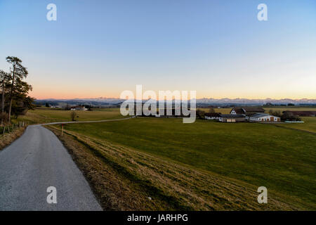 Panoramablick bei Ebenhofen, Algovia, Bayern Foto Stock