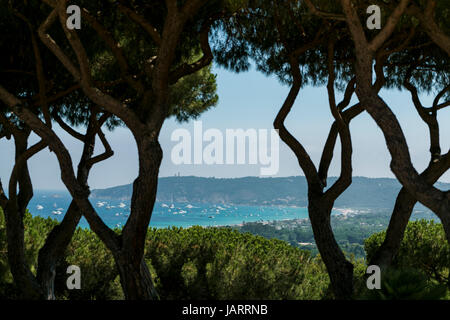 Vista generale della baia di Saint Tropez, Riviera francese, nel sud della Francia Foto Stock