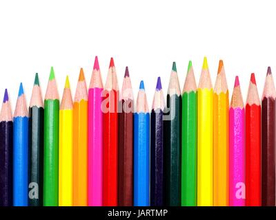 Colorato ondulato crayon Matita contorno su sfondo bianco Foto Stock