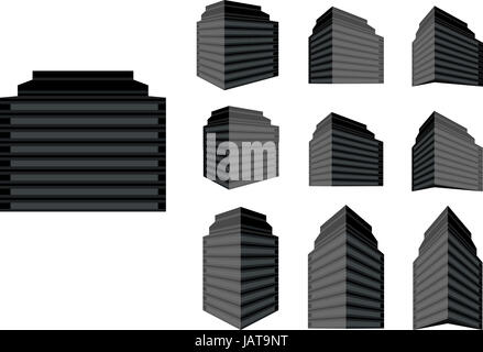 Edificio a torre set di vettore. Raccolta della città e del paesaggio.edificio con molti punti di vista Foto Stock