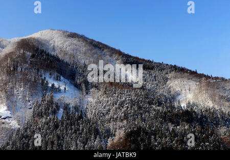 Bellissimi paesaggi invernali nella prefettura di Aomori, Giappone. Foto Stock