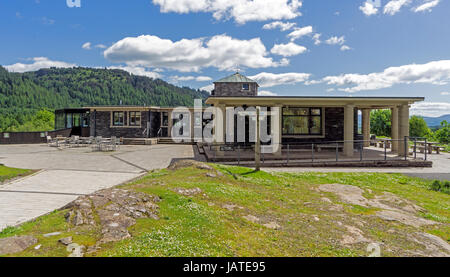 Commissione forestale di proprietà Lodge nel Queen Elizabeth Forest Park Aberfoyle nel Loch Lomond e il Trossachs Parco Nazionale di Scozia UK Foto Stock