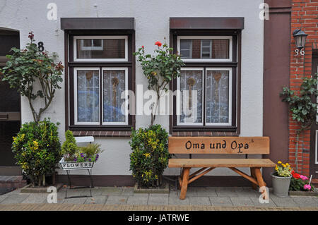 Haustür, tür, Friedrichstadt, nordfriesland, Gasse, häuser, blumen, Haus, gebäude, stadt, malerisch, pittoresco, fenster Foto Stock