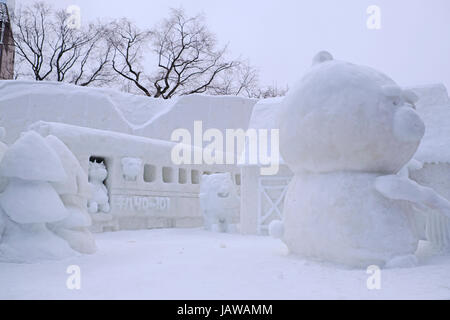Sapporo, Hokkaido, Giappone. Scultura di neve a Sapporo Snow Festival (Sapporo Yuki Matsuri) Foto Stock