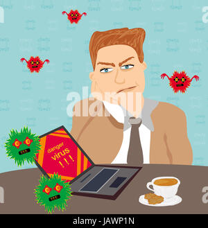 Virus di computer laptop attaccante Foto Stock