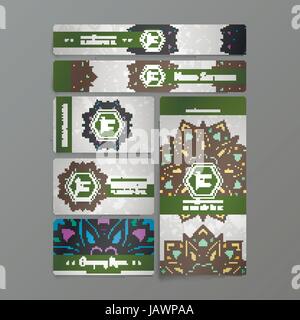 Set di vettore di modelli di progettazione. Business card con cerchio floreale ornamento. Mandala stile. Illustrazione Vettoriale