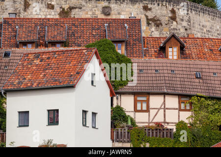 Blick zum Schlossberg Welterbestadt Quedlinburg Foto Stock