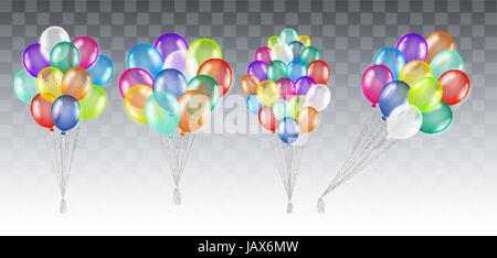 Set di un reale trasparente colorato palloni di elio Illustrazione Vettoriale