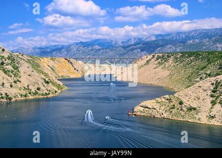 Novigrader Meer Autobahnbrücke - Novigrad ponte del mare dall'autostrada 20 Foto Stock