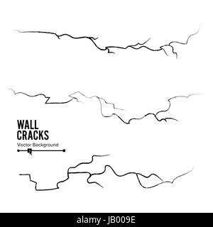 Fratture nella parete vettore. Isolato su sfondo bianco. Illustrazione Vettoriale