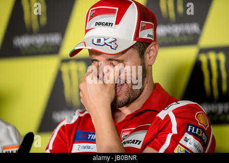 Montmelo, Spagna. Il giorno 08 Giugno, 2017. #4 Andrea Dovizioso (Italiano) Ducati Team Ducati durante la conferenza stampa prima di catalano il Moto GP Grand Prix, Circuito di Montmelo. Giovedì, Giugno 08, 2017. Credito: Gtres InformCión más ComuniCión on line, S.L./Alamy Live News Foto Stock