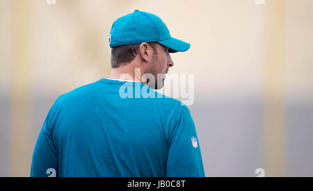 Davie, Florida, Stati Uniti d'America. 8 Giugno, 2017. Delfini di Miami head coach Adam Gase a Miami Dolphins training facility in Davie, Florida il 8 giugno 2017. Credito: Allen Eyestone/Palm Beach post/ZUMA filo/Alamy Live News Foto Stock