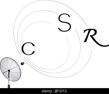 Parabola satellitare con la RSI o di Corporate Social Responsibility di concetti di comunicazione. Illustrazione Vettoriale