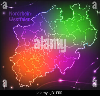 Die Karte ist gestaltet moderno - im aktuellen Neon-Stil. Bei der Darstellung des Gebietes wurde besonders großer Wert auf die Übersichtlichkeit gelegt. Die Karte kann sofort eingesetzt werden und ist optimiert für den Druck und den Einsatz in digitalen Medien. Der Farbmodus ist RGB. Foto Stock