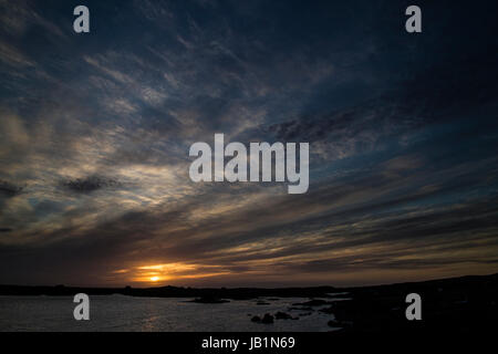 Tramonto sul Loch Eynort, Sud Uist Foto Stock