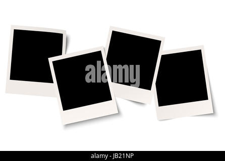 4 Polaroid con ombre nella riga Foto Stock