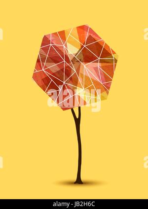 Abstract autumn tree illustrazione con la forma geometrica del design. EPS10 vettore. Illustrazione Vettoriale