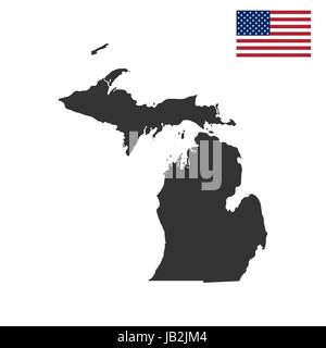 Mappa degli Stati Uniti Stato del Michigan Illustrazione Vettoriale