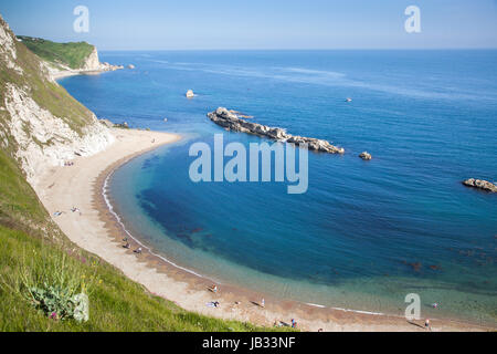 Bellissima spiaggia nascosta su Jurassic Coast di Dorset, Regno Unito - Britiish estate destinazione di vacanza Foto Stock