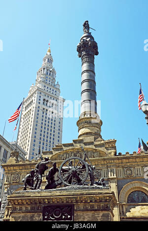 Costruito nel 1894 i soldati e Sailor's Monument in downtown Cleveland Ohio è una commemorazione di coloro che hanno combattuto nella guerra civile americana. Foto Stock