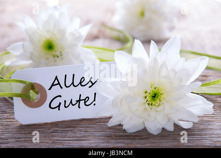 Etichetta con le parole tedesche Alles Gute che significa congratulazioni Foto Stock