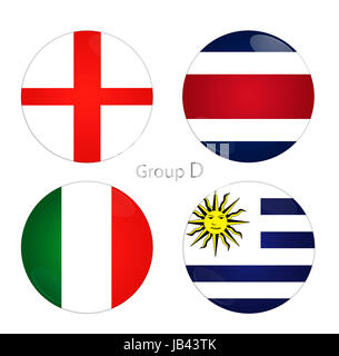 Gruppo D - Inghilterra, Costa Rica, Italia, Uruguay alla coppa del mondo 2014 Foto Stock