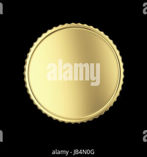 Etichetta d Oro su nero isolato con tracciato di ritaglio Foto Stock