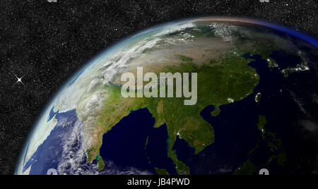 Asia orientale dallo spazio. Gli elementi di questa immagine fornita dalla NASA. Foto Stock