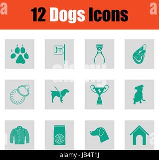 Cani icon set. Verde su grigio design. Illustrazione Vettoriale. Illustrazione Vettoriale