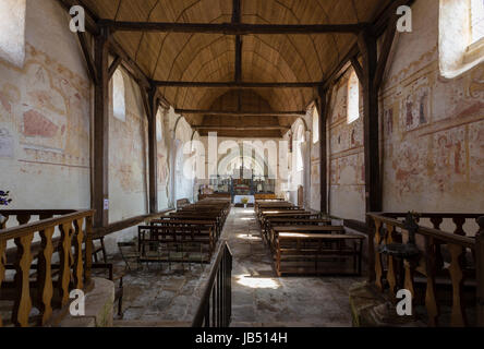 La Francia, la Puisaye, Yonne (89), Moutiers-en-Puisaye, église Saint-Pierre, peinture murales de la nef // Francia, la Puisaye, Yonne, Moutiers-en-Puisay Foto Stock