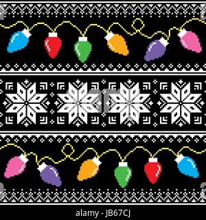 Brutto il ponticello pattern con albero di Natale luci Illustrazione Vettoriale