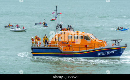 Scene da Moelfre scialuppa di salvataggio giorno di Anglesey, adottate il 16 agosto 2014. Foto Stock