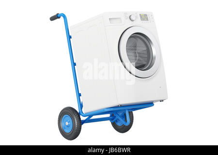 Carrello con lavatrice, rendering 3D isolato su sfondo bianco Foto stock -  Alamy