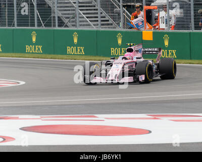 Montréal, Québec, 09/06/2017. Esteban Ocon per la Force India durante la prima pratica presso la Formula Uno Gran Premio canadese tenutasi sul circuito Gilles-Villeneuve in Montreal. Credito: Richard prudhomme/Alamy Live News Foto Stock