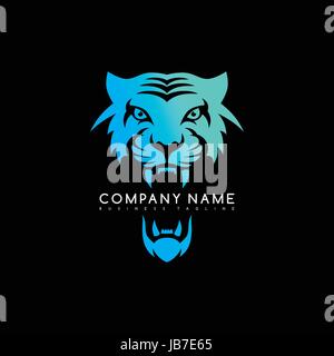 Testa di tigre marchio esclusivo modello aziendale logo logotipo arte vettoriale illustrazione Illustrazione Vettoriale