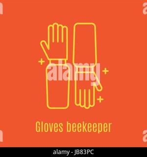 Illustrazione di vettore di linea sottile apicoltore icona s guanti Illustrazione Vettoriale