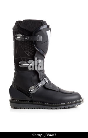 Enduro boot per cavalcare su un motociclo isolato su bianco Foto Stock