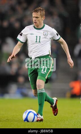 DAMIEN DUFF REPUBBLICA DI IRLANDA AVIVA STADIUM Dublino Repubblica di Irlanda 08 Febbraio 2011 Foto Stock