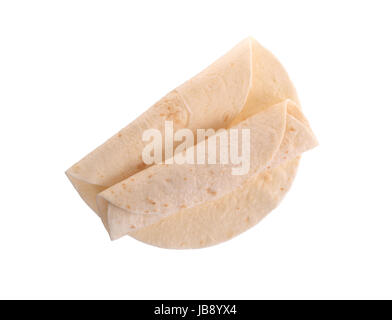 Round di frumento tortillas, isolati su sfondo bianco Foto Stock