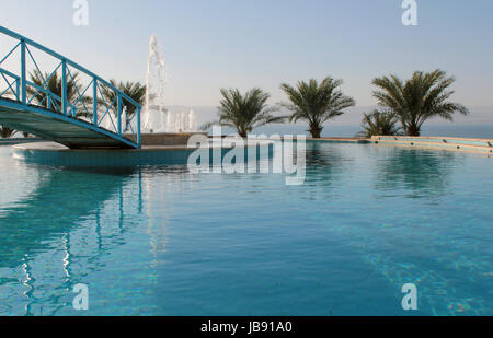 Hotel Resort piscina dettaglio, Mar Morto. Giordania Foto Stock