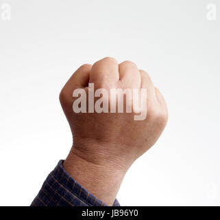 Mano d'uomo isolato su sfondo bianco,immagine di un Foto Stock