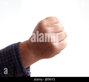 Mano d'uomo isolato su sfondo bianco,immagine di un Foto Stock