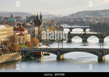 Prag Brücken von oben - ponti di Praga vista aerea 16 Foto Stock