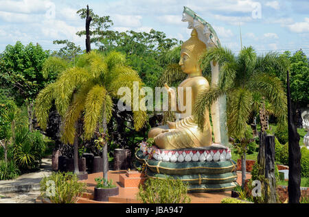 Der Tempel Wat Tham Khu Ha Sawan in Khong Jiam am Fiume Mekong in der naehe des Pha Taem Nationalpark in der Umgebung von Ubon Ratchathani im nordosten von tailandia in Suedostasien. Foto Stock