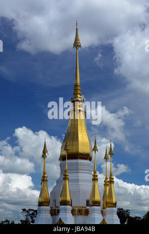 Der Tempel Wat Tham Khu Ha Sawan in Khong Jiam am Fiume Mekong in der naehe des Pha Taem Nationalpark in der Umgebung von Ubon Ratchathani im nordosten von tailandia in Suedostasien. Foto Stock