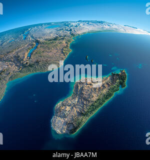 Altamente dettagliata del pianeta Terra al mattino. Esagerato rilievo precise accesa morning sun. Massa dettagliate. Africa e Madagascar. Gli elementi di questa immagine fornita dalla NASA Foto Stock