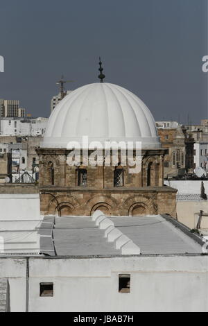 Die Kuppel der Grossen Moschee in der Altstadt oder der Medina di Tunisi Hauptstadt im Norden von Tunesien in Nordafrika am Mittelmeer. Foto Stock